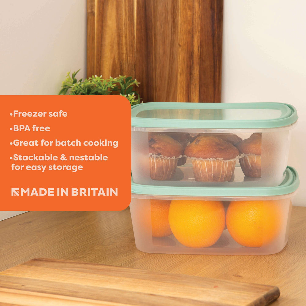 Set of 2 Everyday 3 Litre Plastic Food Boxes with Lids (35850)-Wham-Plastic Box Shop