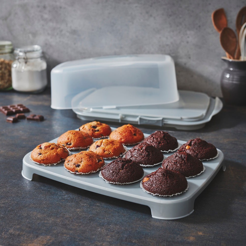 Wham Cook Cupcake Caddy Aluminium/Clear - 39575-Wham Cook-Plastic Box Shop