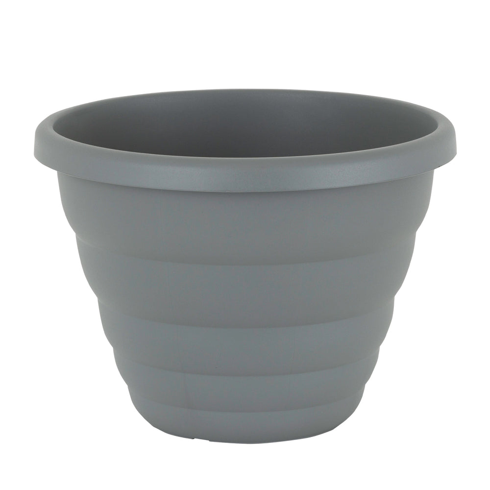 Pack of 2 x Beehive 32cm Round Upcycled Plant Pots-Wham-Cement Grey-WM32BHUP2-Plastic Box Shop