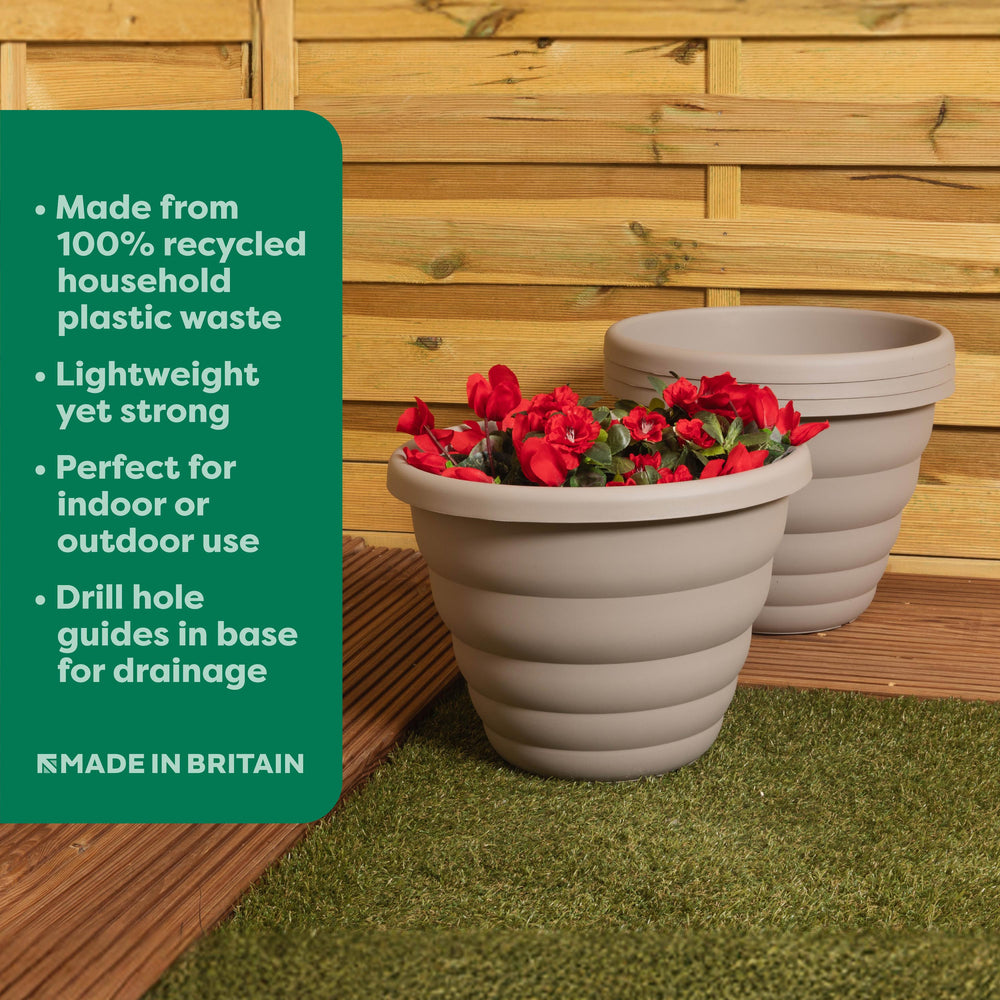 Pack of 2 x Beehive 40cm Round Upcycled Plant Pots-Wham-Plastic Box Shop