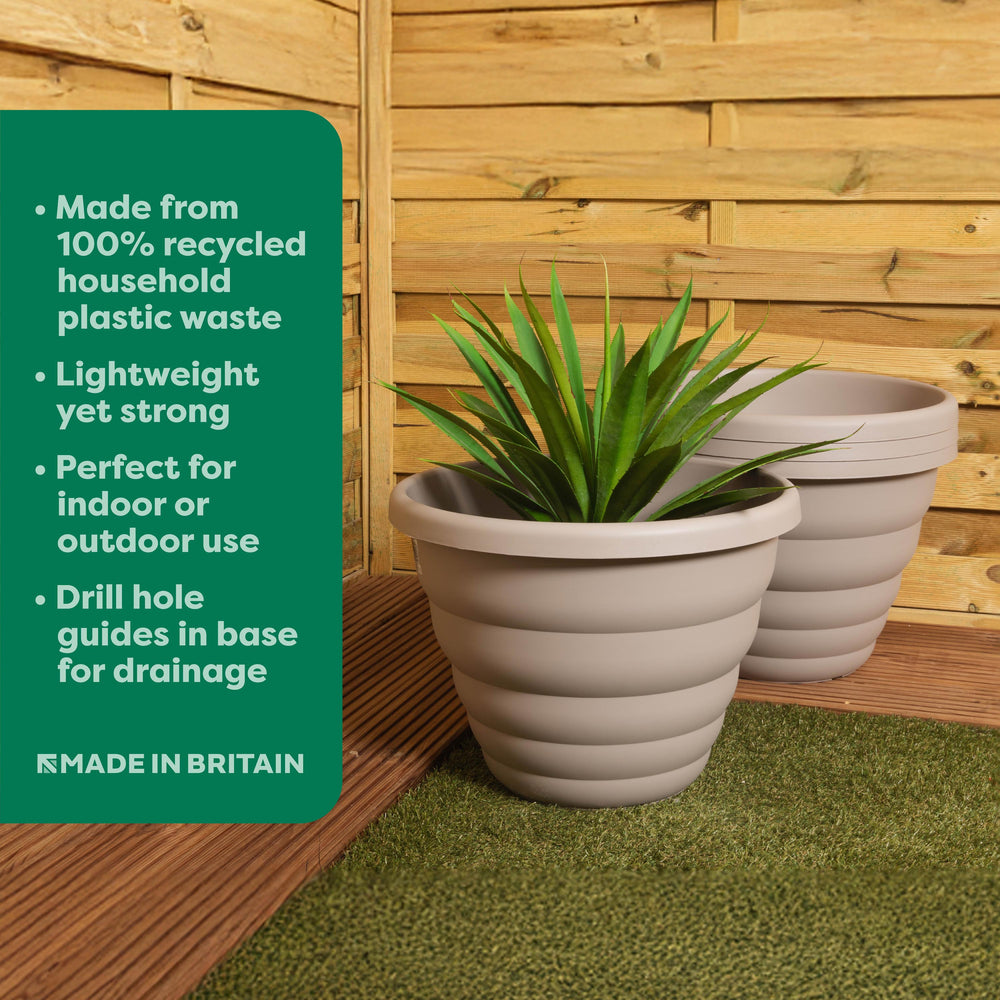 Pack of 2 x Beehive 48cm Round Upcycled Plant Pots-Wham-Plastic Box Shop