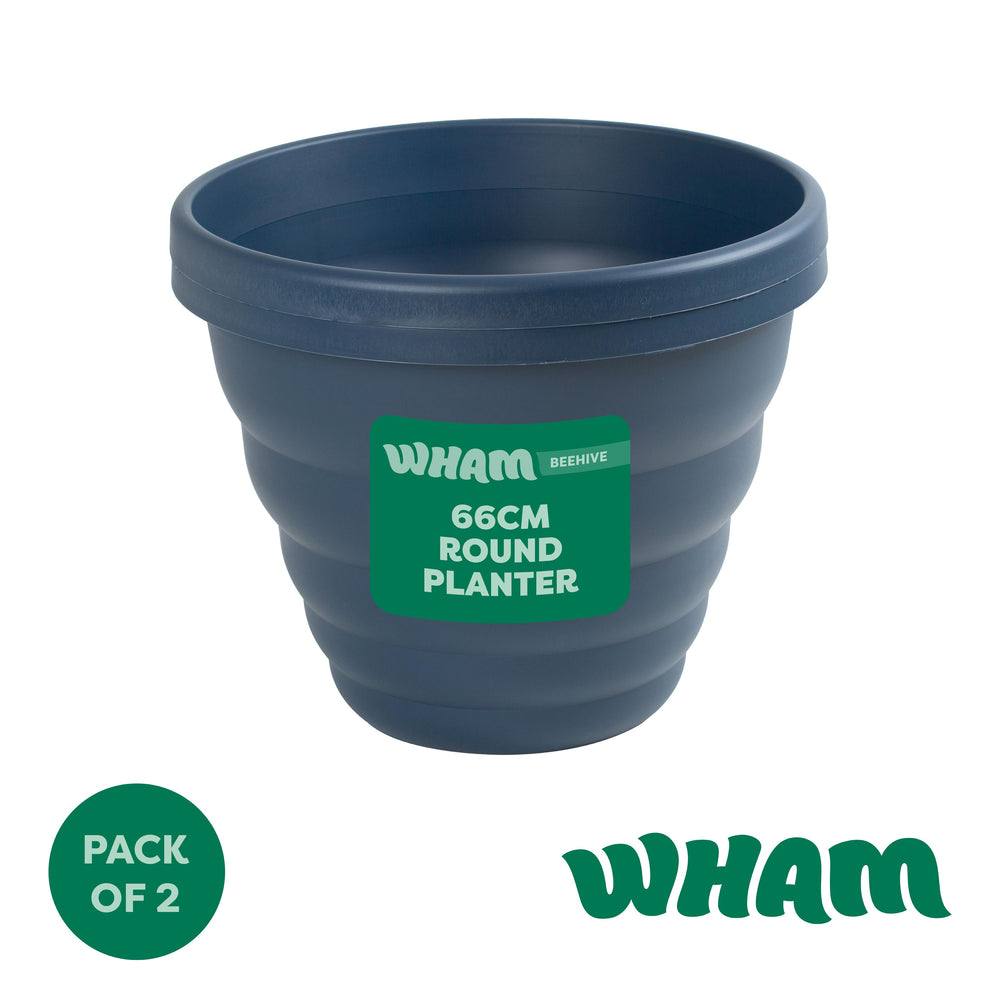 Pack of 2 x 66cm Round Plant Pots-Wham-Plastic Box Shop