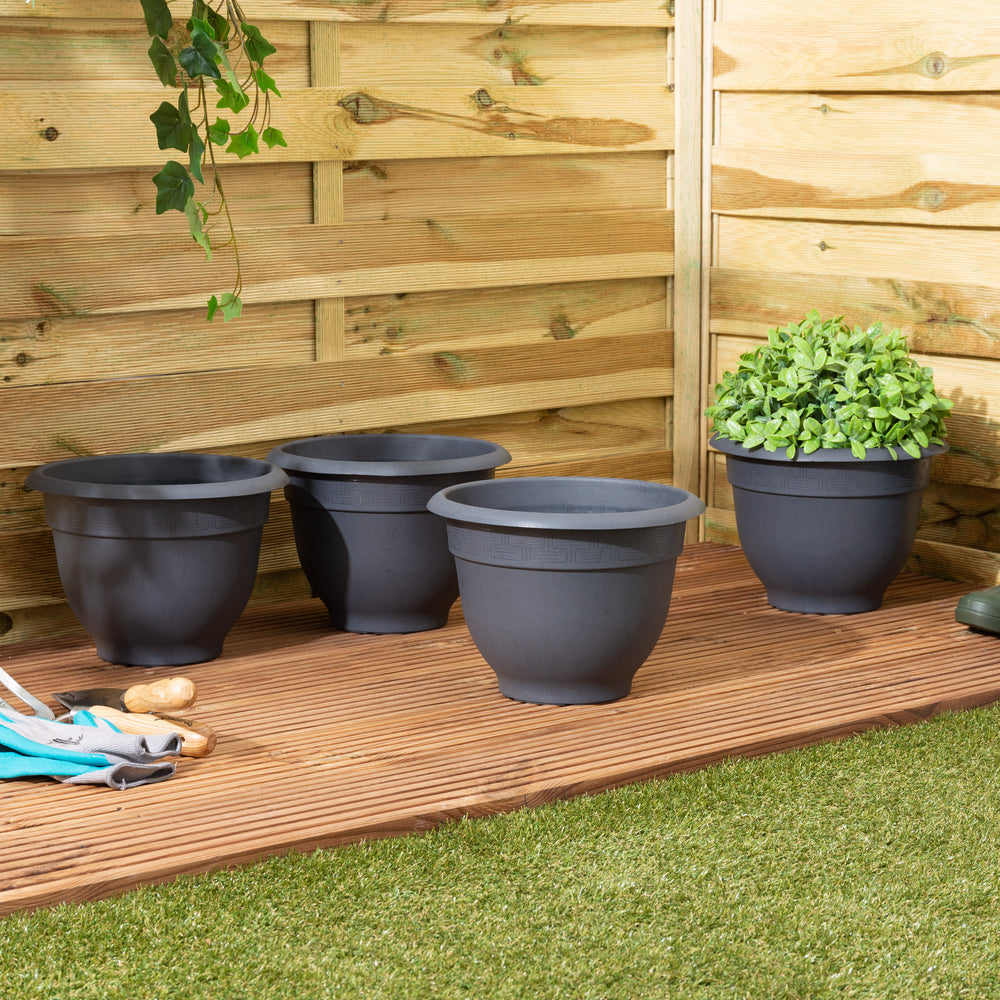 Pack of 4 - Bell Pot 28cm Round Plastic Planter-Wham-Plastic Box Shop