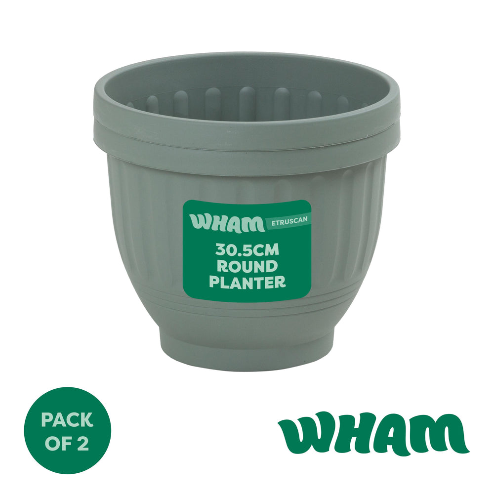 Pack of 2 - Etruscan 30.5cm Round Plastic Planter-Wham-Plastic Box Shop
