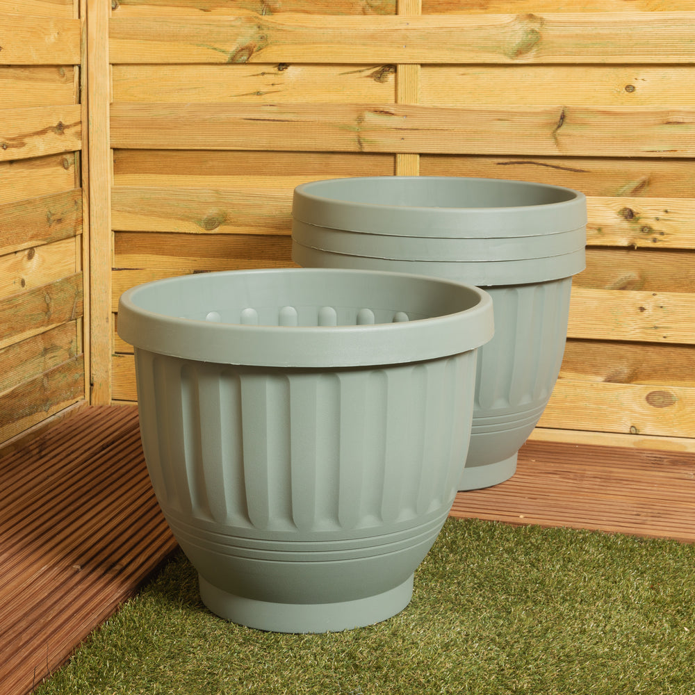 Pack of 2 - Etruscan 30.5cm Round Plastic Planter-Wham-Plastic Box Shop