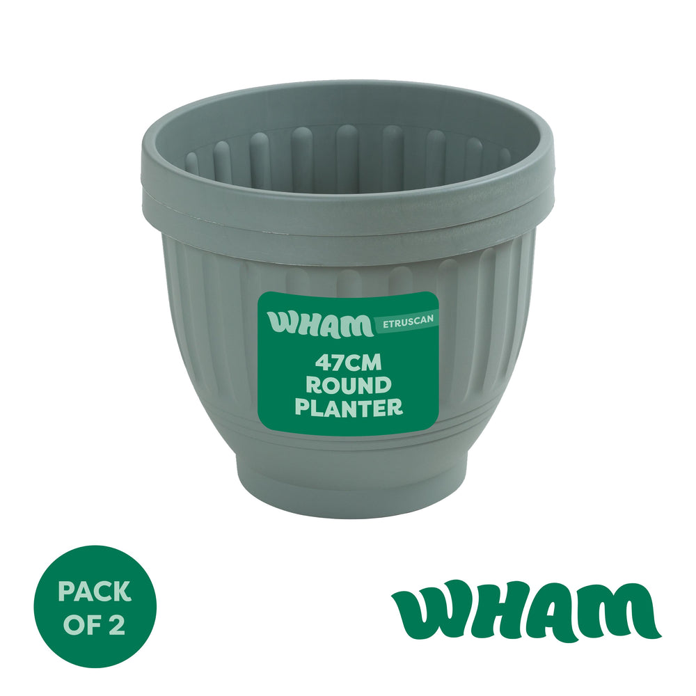 Pack of 2 - Etruscan 47cm Round Plastic Planter-Wham-Plastic Box Shop