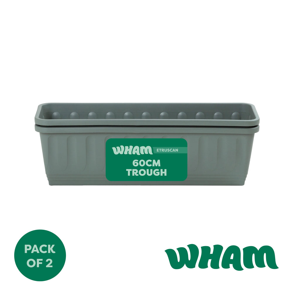 Pack of 2 - Etruscan 60cm Trough Plastic Planters-Wham-Plastic Box Shop