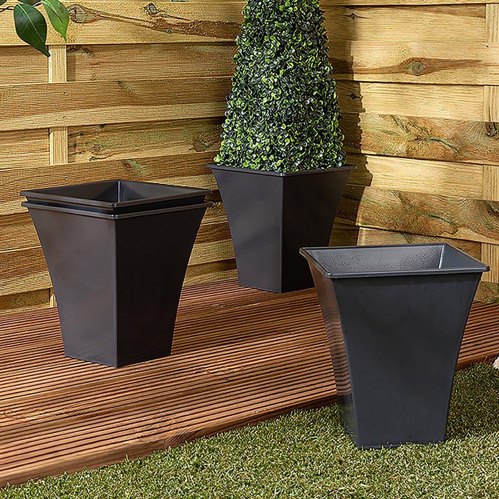 Pack of 2 - Metallica 23cm Square Plant Pot-Wham-Plastic Box Shop