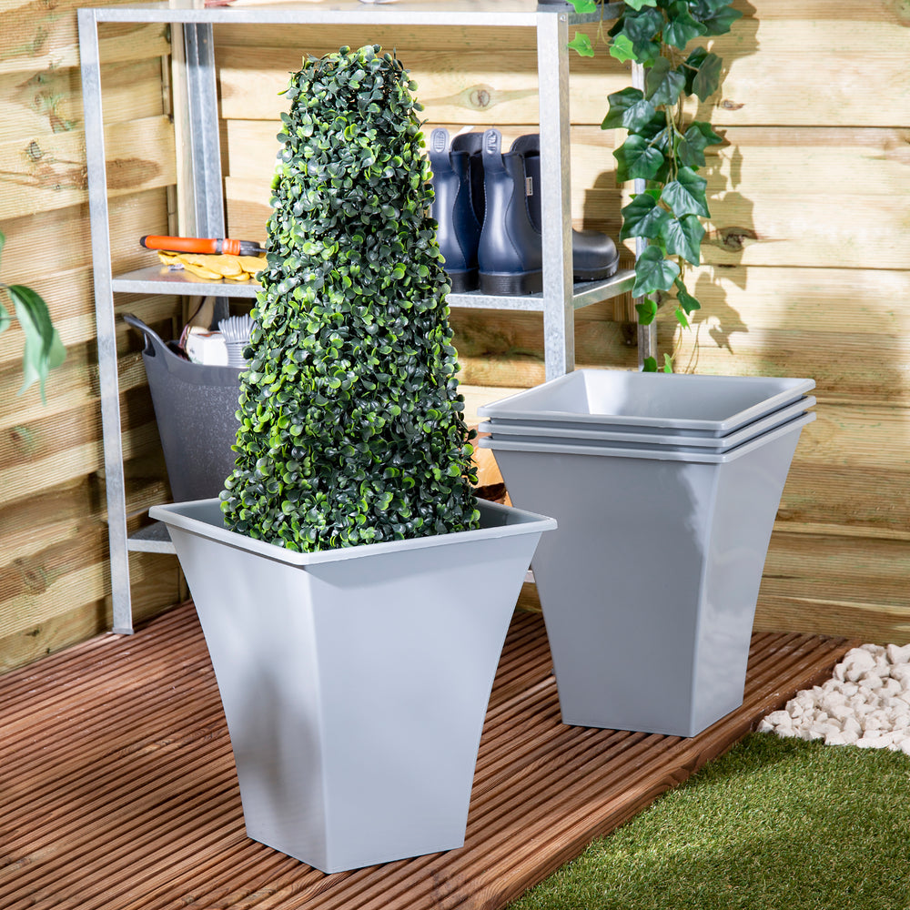 Pack of 2 - Metallica 28cm Square Plant Pot-Wham-Plastic Box Shop