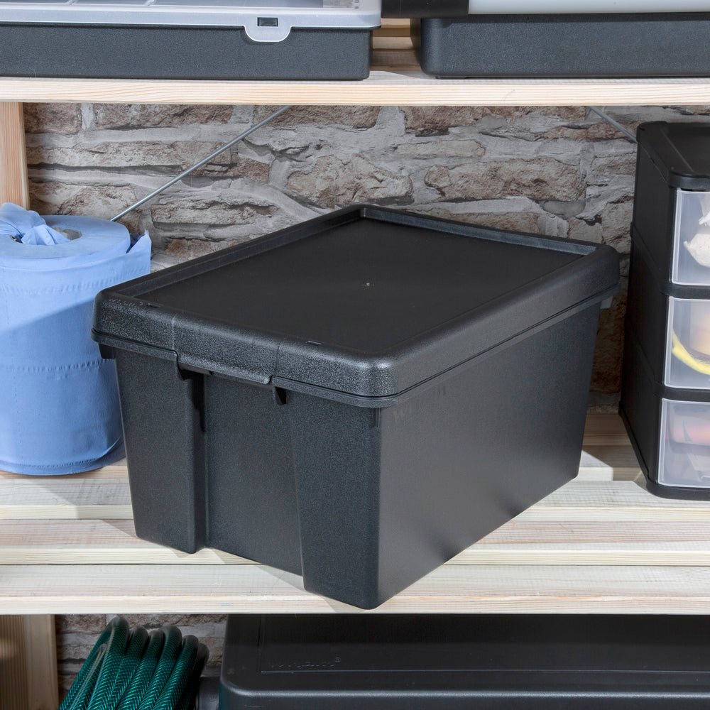 Wham Bam Pallet Deal 300 x 16 Litre Heavy Duty Recycled Plastic Storage Boxes with Lids - Black-Wham-Plastic Box Shop