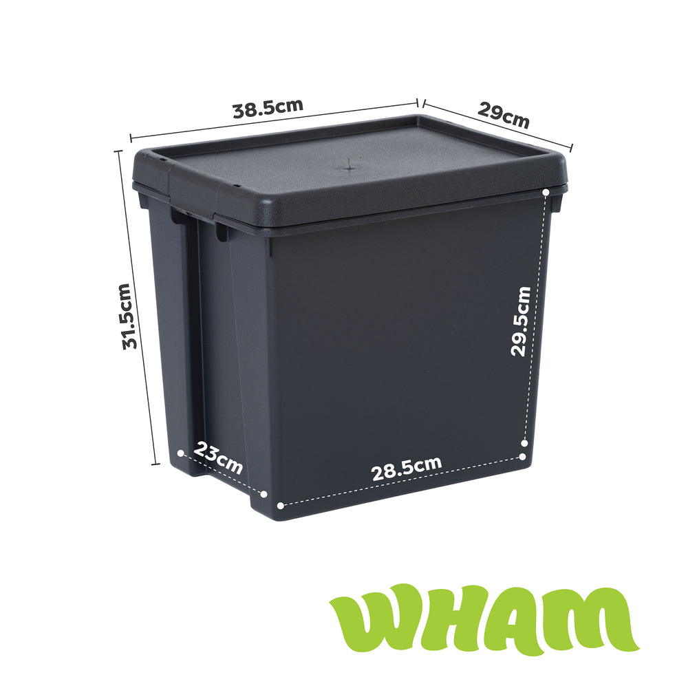 Wham Bam 24 Litre Heavy Duty Recycled Plastic Storage Box with Lid - Black-Wham-Plastic Box Shop