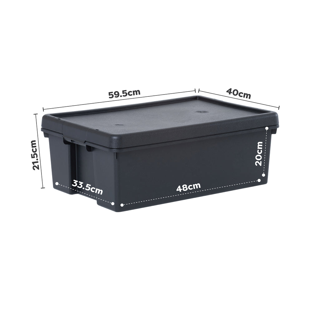 Wham Bam 36 Litre Heavy Duty Recycled Plastic Storage Box with Lid - Black-Wham-Plastic Box Shop