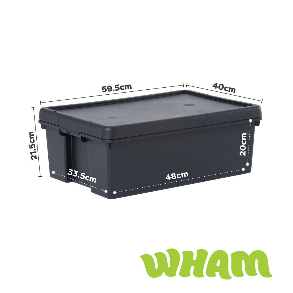 Wham Bam Pallet Deal 120 x 36 Litre Heavy Duty Recycled Plastic Storage Boxes with Lids - Black-Wham-Plastic Box Shop