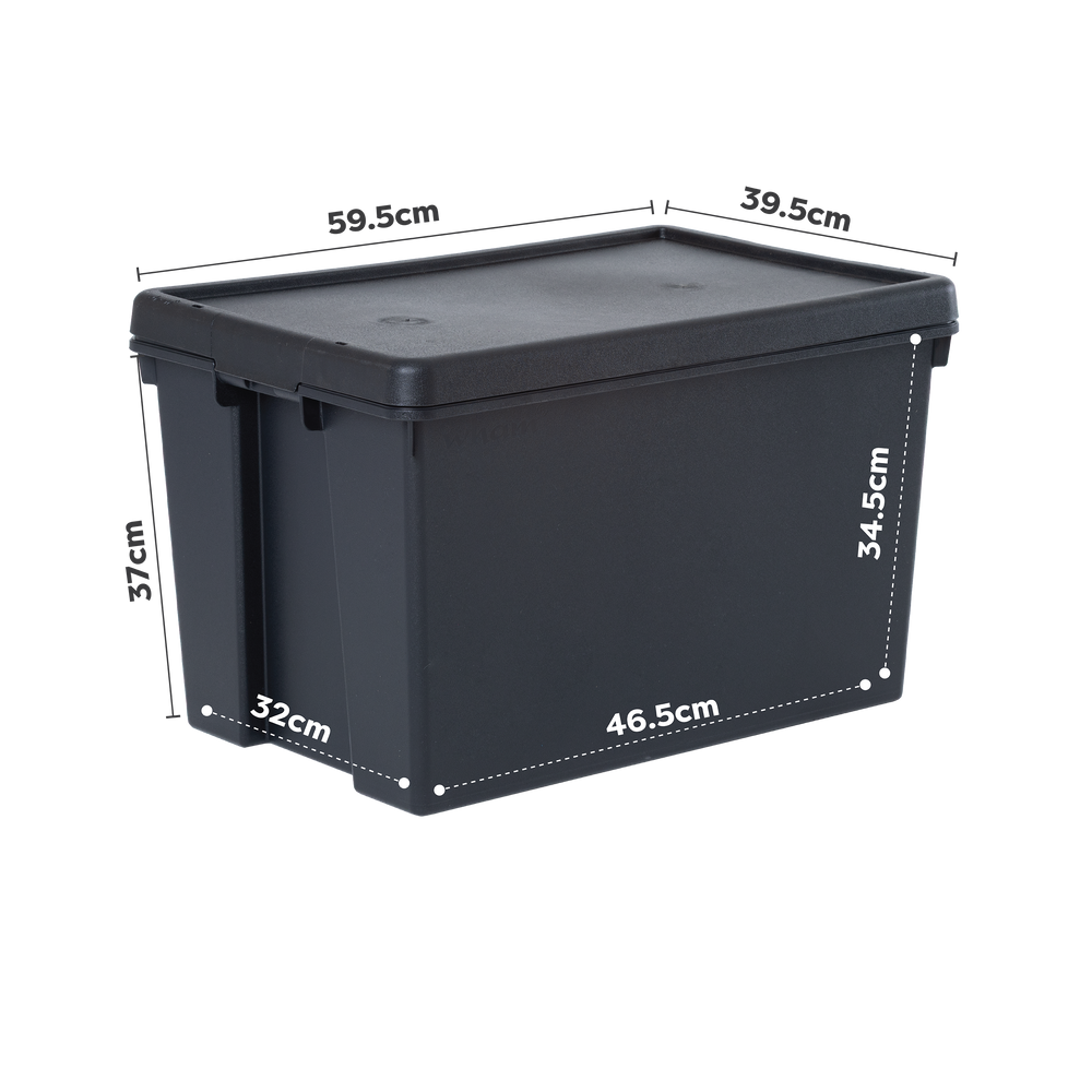 Wham Bam 62 Litre Heavy Duty Recycled Plastic Storage Box with Lid - Black-Wham-Plastic Box Shop