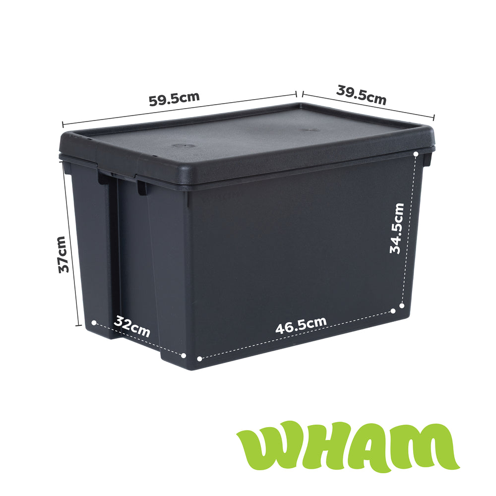 Wham Bam Pallet Deal 100 x 62 Litre Heavy Duty Recycled Plastic Storage Boxes with Lids - Black-Wham-Plastic Box Shop