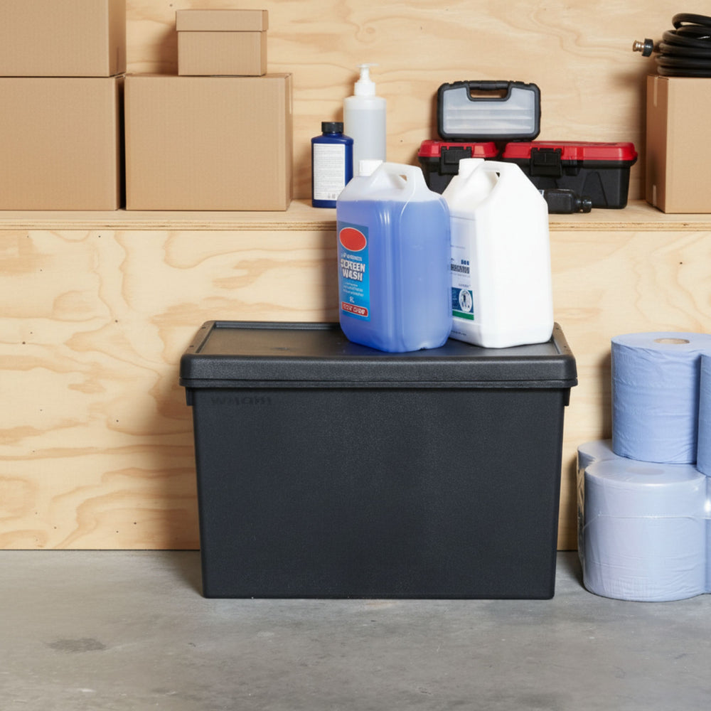 Wham Bam 62 Litre Heavy Duty Recycled Plastic Storage Box with Lid - Black-Wham-Plastic Box Shop