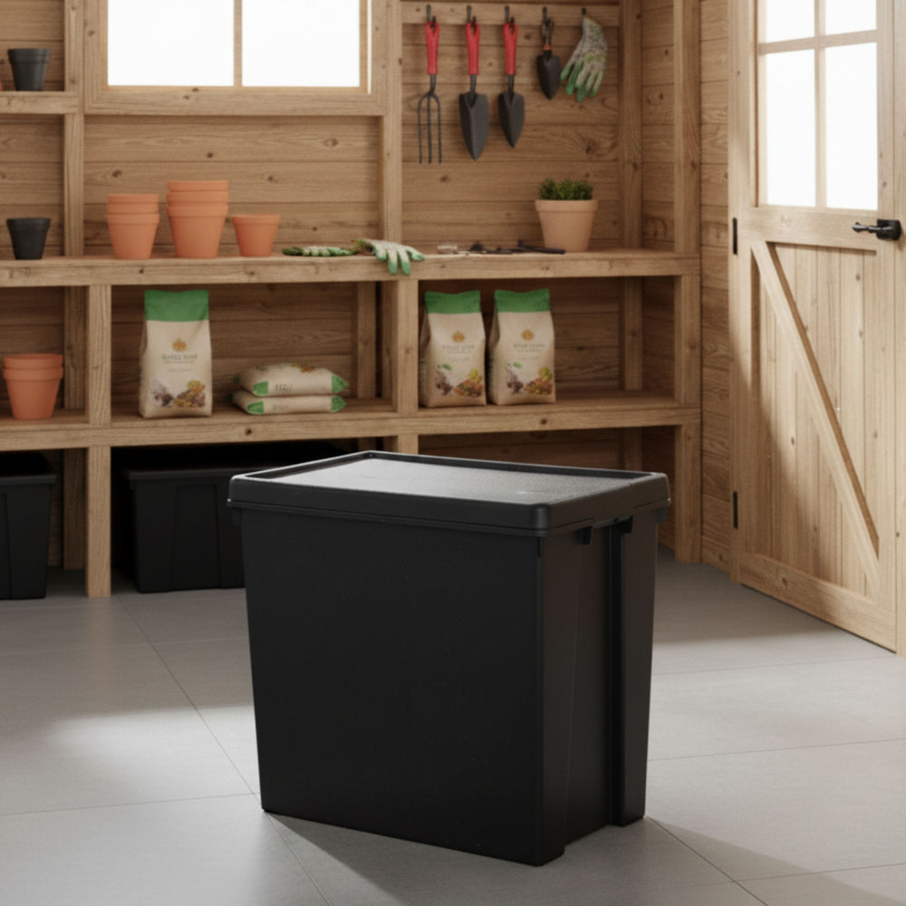 Wham Bam 92 Litre Heavy Duty Recycled Plastic Storage Box with Lid - Black-Wham-Plastic Box Shop