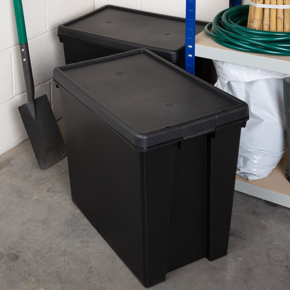 Wham Bam 92 Litre Heavy Duty Recycled Plastic Storage Box with Lid - Black-Wham-Plastic Box Shop