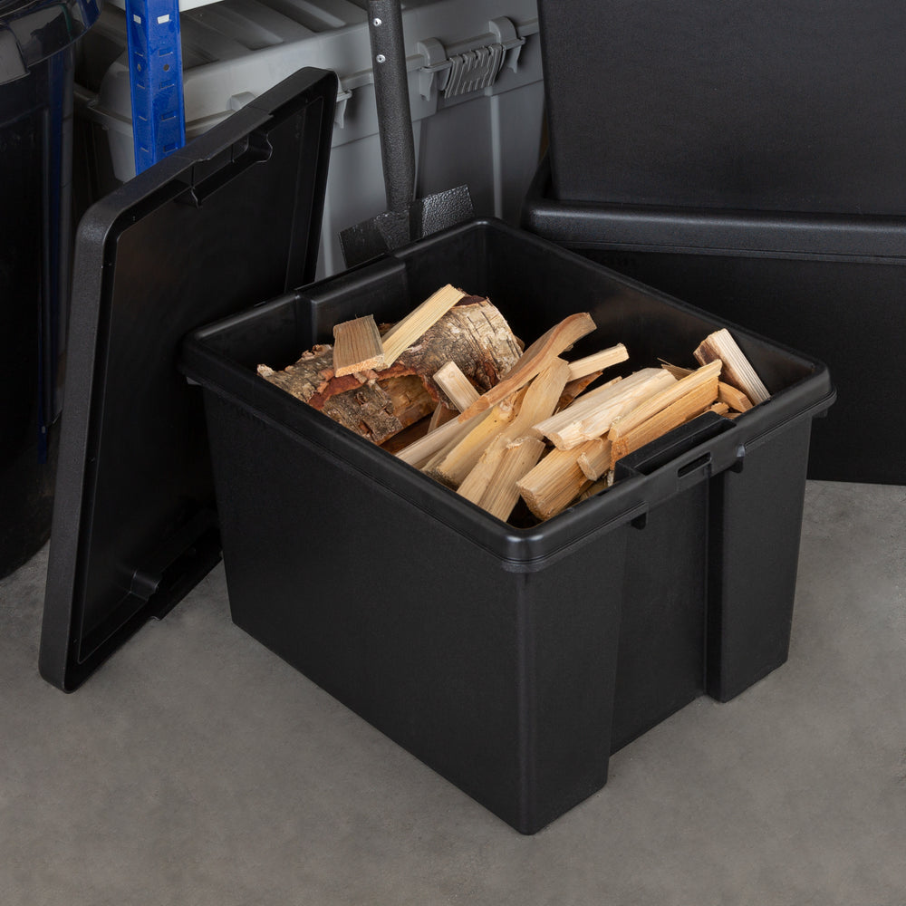 Wham Bam 45 Litre Heavy Duty Recycled Plastic Storage Box with Lid - Black-Wham-Plastic Box Shop