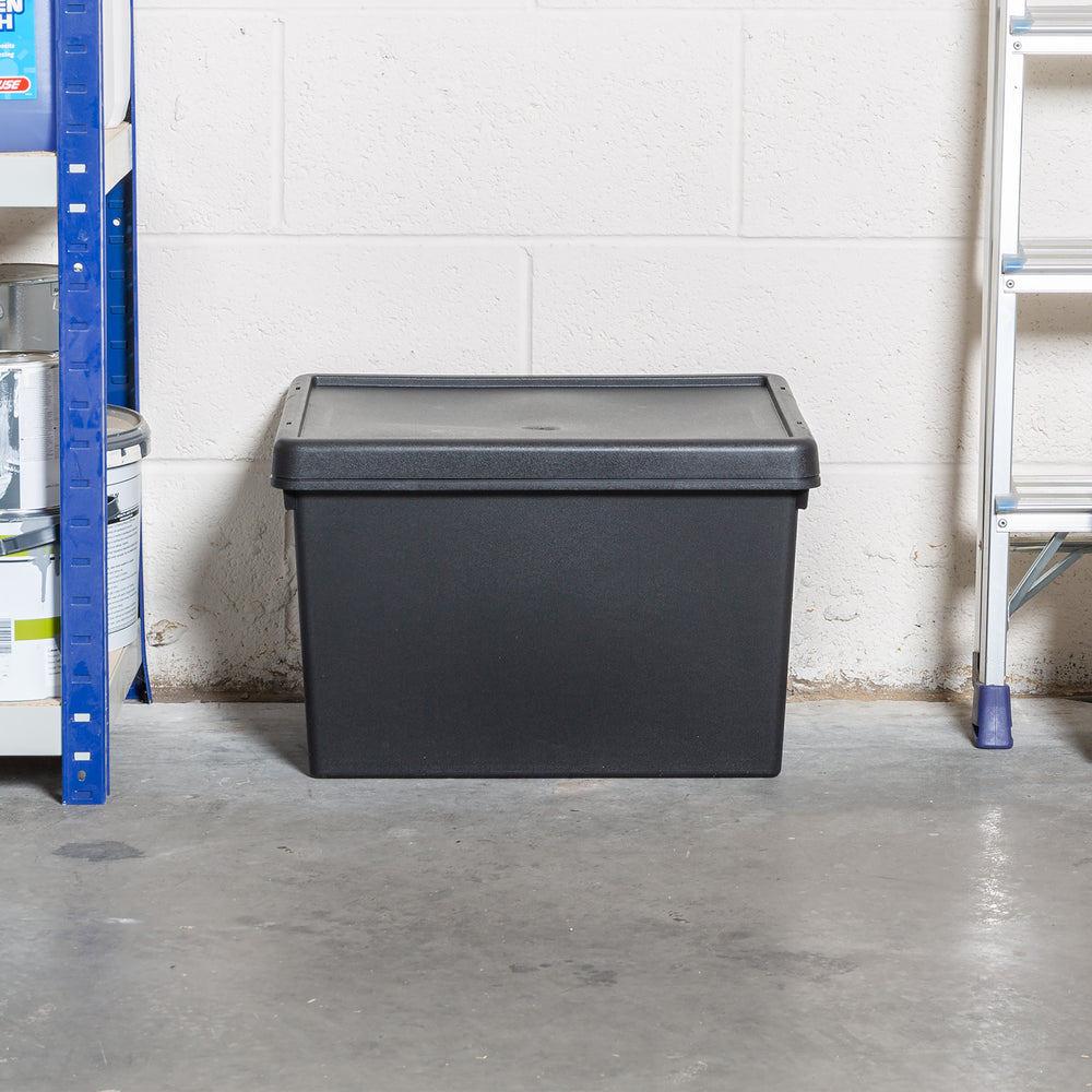 Wham Bam 45 Litre Heavy Duty Recycled Plastic Storage Box with Lid - Black-Wham-Plastic Box Shop
