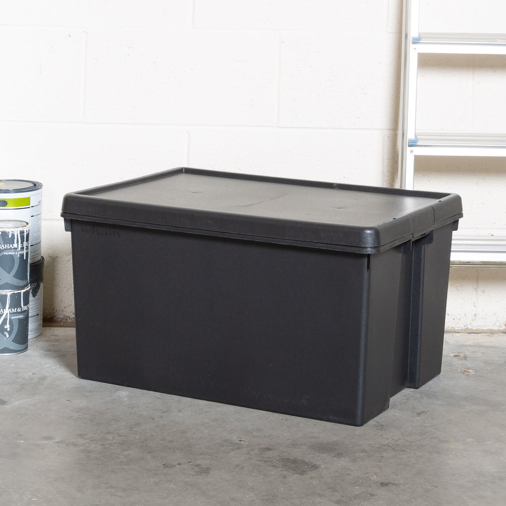 Wham Bam Pallet Deal 60 x 96 Litre Heavy Duty Recycled Plastic Storage Boxes with Lids - Black-Wham-Plastic Box Shop