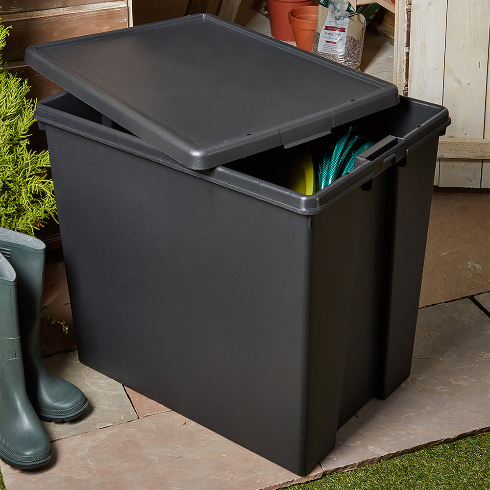 Wham Bam 154 Litre Heavy Duty Recycled Plastic Storage Box with Lid - Black-Wham-Plastic Box Shop