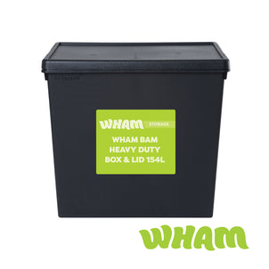 Wham Bam 154 Litre Heavy Duty Recycled Plastic Storage Box with Lid - Black-Wham-Plastic Box Shop