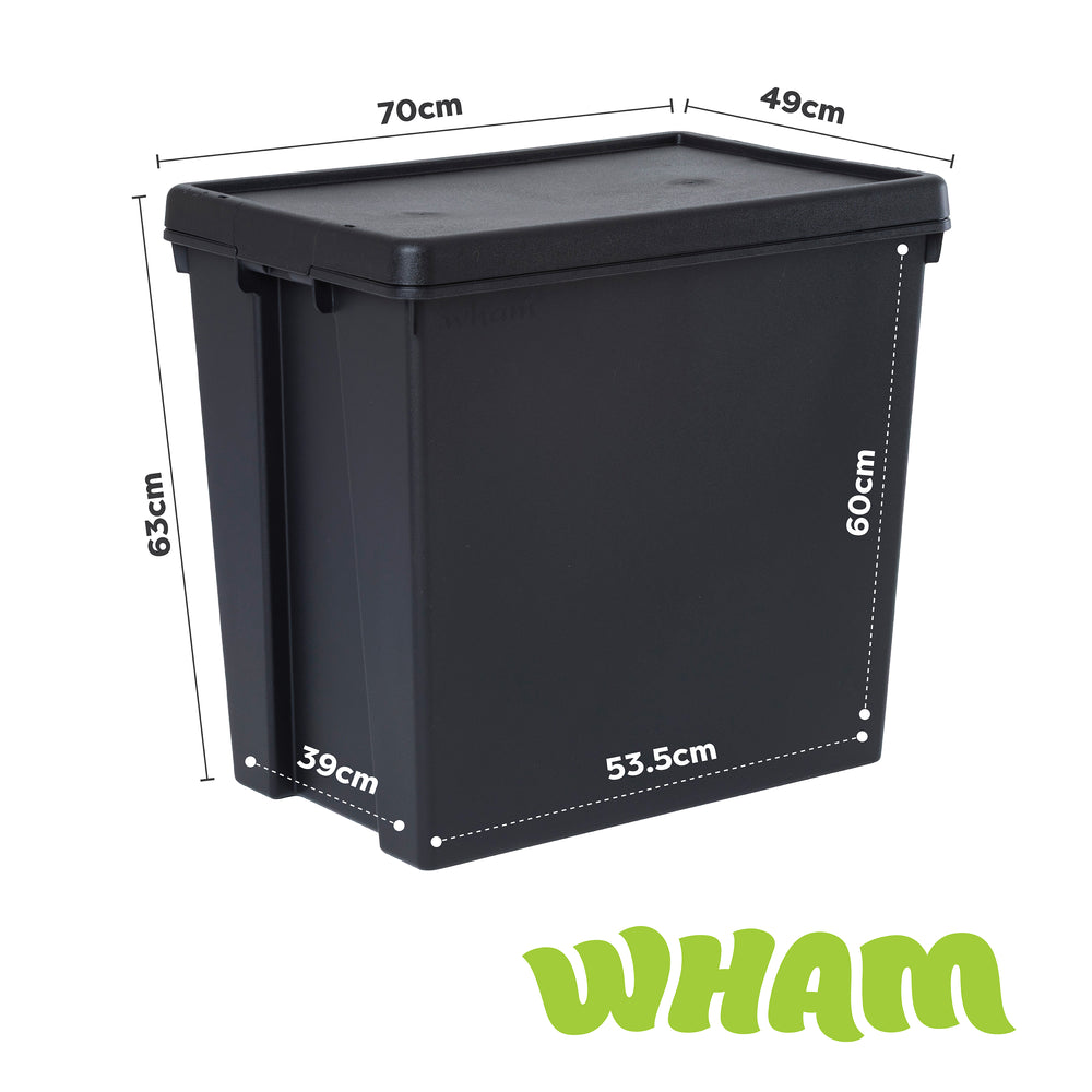 Wham Bam 154 Litre Heavy Duty Recycled Plastic Storage Box with Lid - Black-Wham-Plastic Box Shop