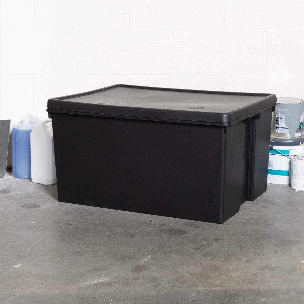 Wham Bam 150 Litre Heavy Duty Recycled Plastic Storage Box with Lid - Black-Wham-Plastic Box Shop