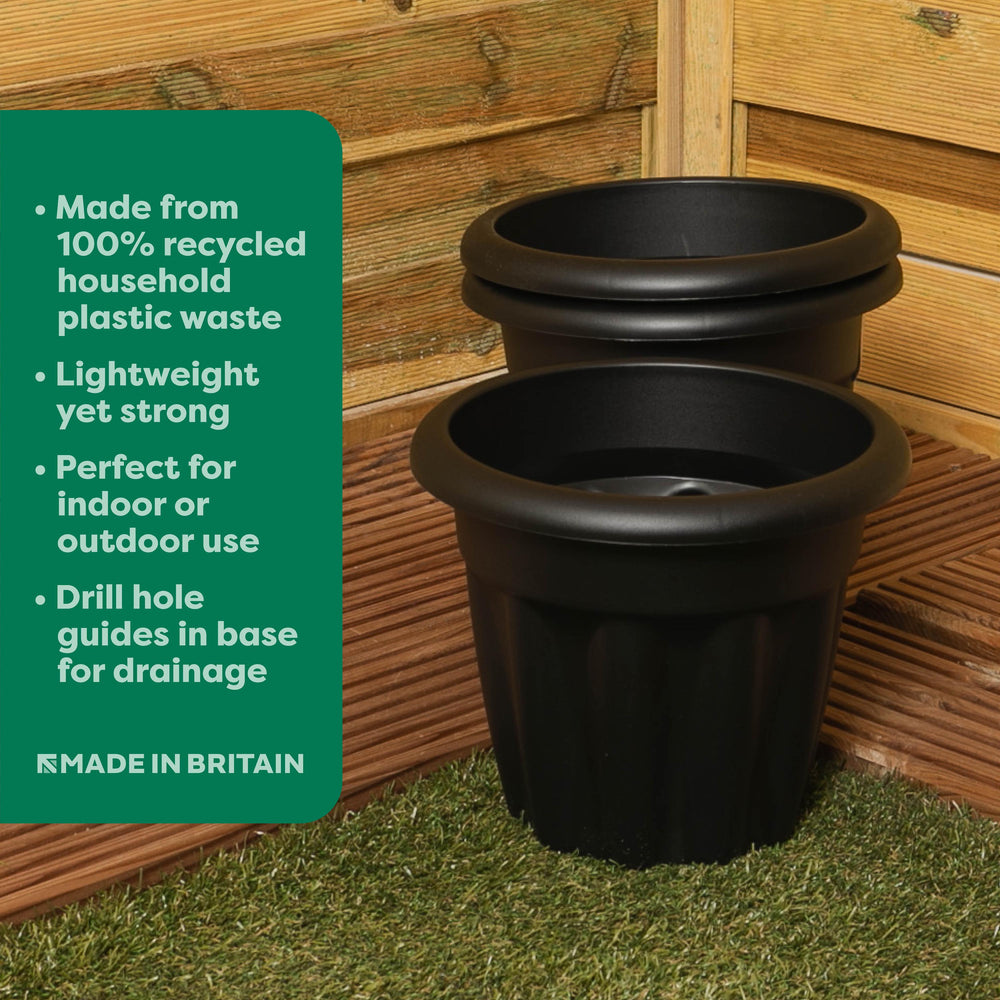 25cm Vista Extra Small Round Plastic Plant Pot-Wham-Plastic Box Shop