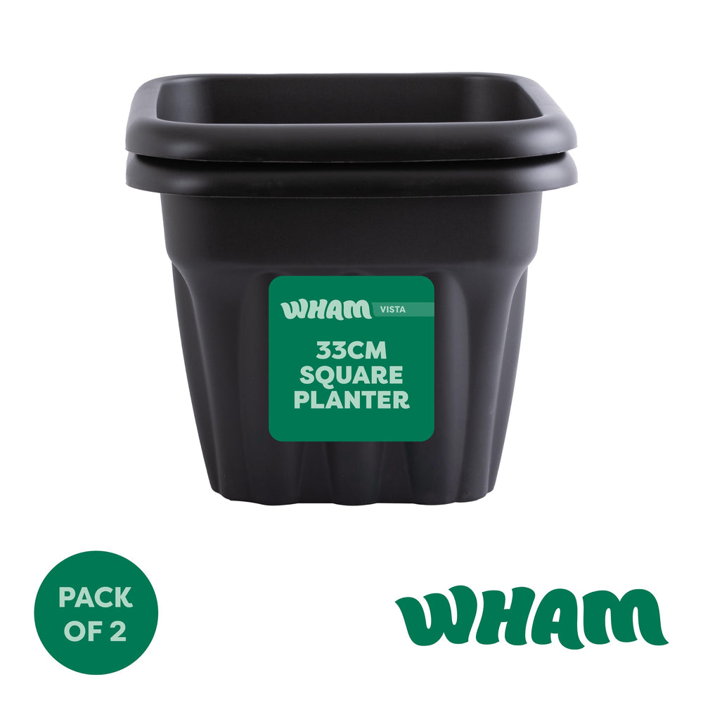 Pack of 2 x 33cm Vista Small Square Plastic Garden Planters-Wham-Plastic Box Shop