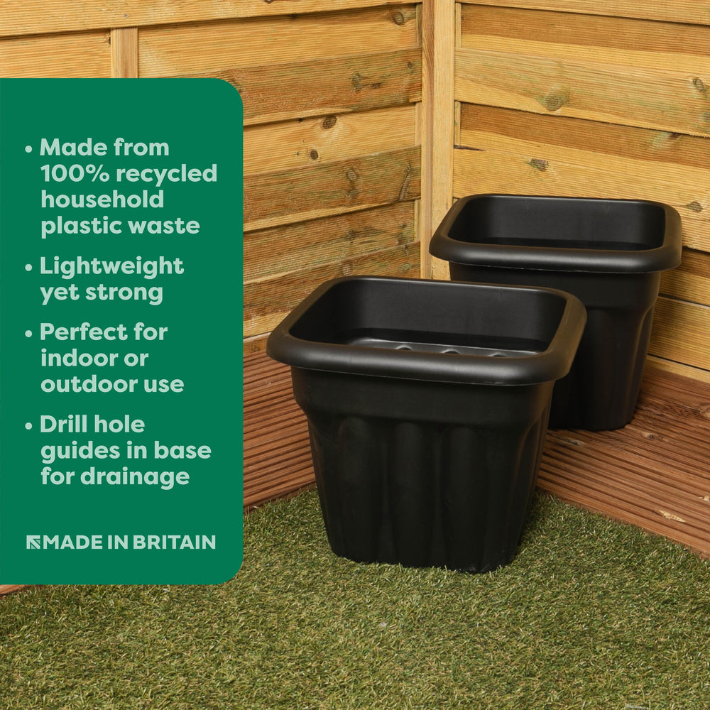 Pack of 2 x 33cm Vista Small Square Plastic Garden Planters-Wham-Plastic Box Shop