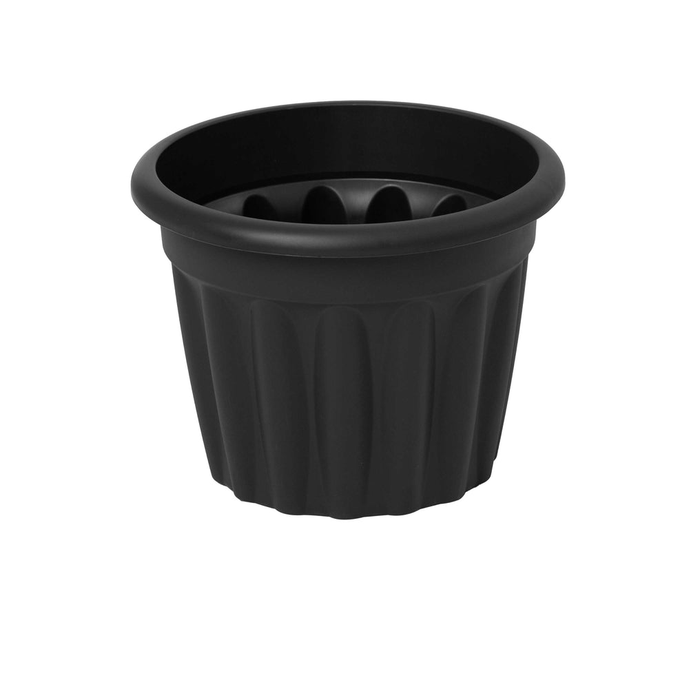 Pack of 2 x 40cm Vista Medium Round Plastic Plant Pots-Wham-Slate-WM40VRPSLP2-Plastic Box Shop