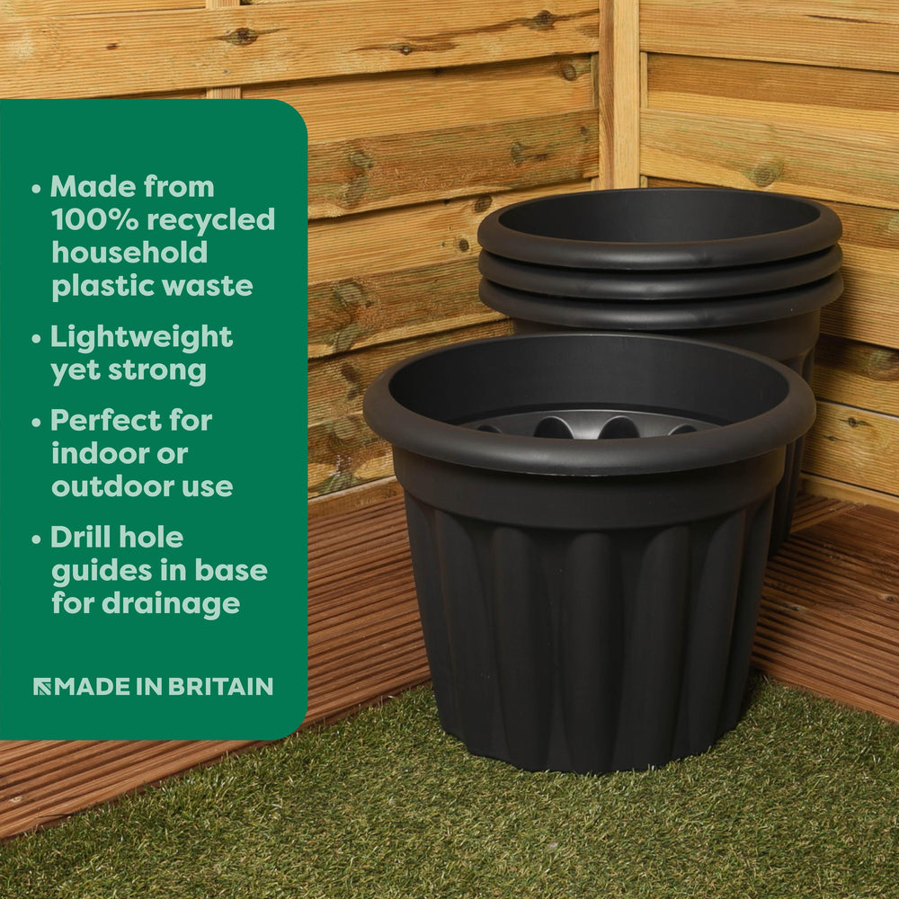 Pack of 2 x 40cm Vista Medium Round Plastic Plant Pots-Wham-Plastic Box Shop