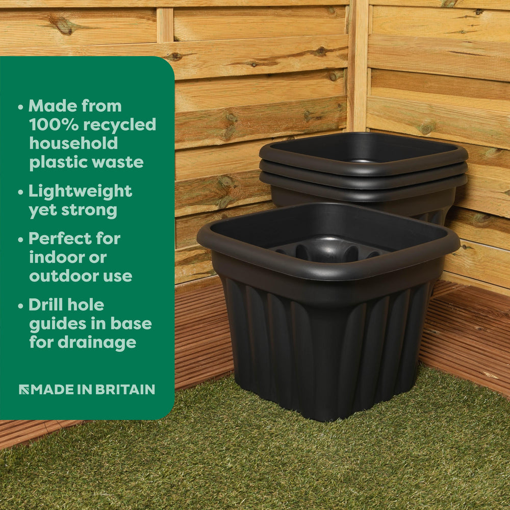Pack of 2 x 40cm Vista Medium Square Plastic Planters-Wham-Plastic Box Shop