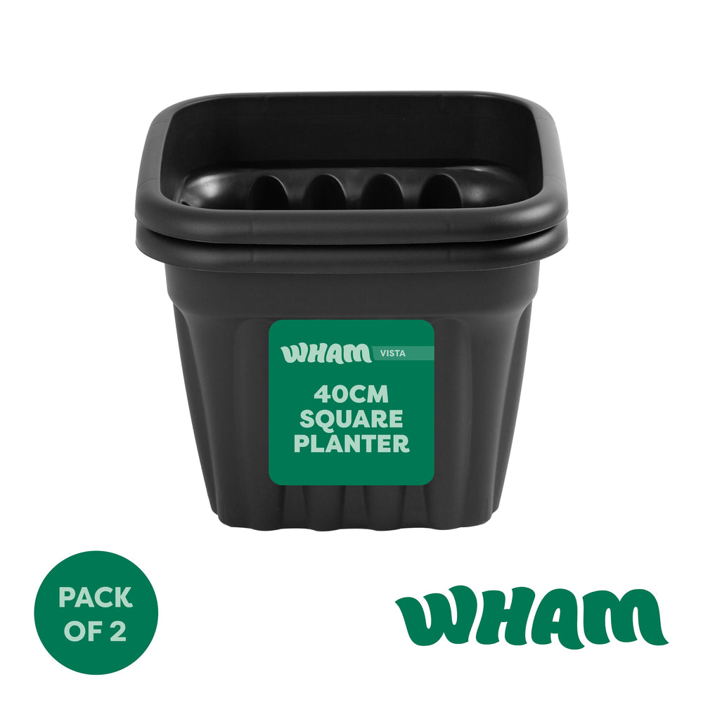 Pack of 2 x 40cm Vista Medium Square Plastic Planters-Wham-Plastic Box Shop
