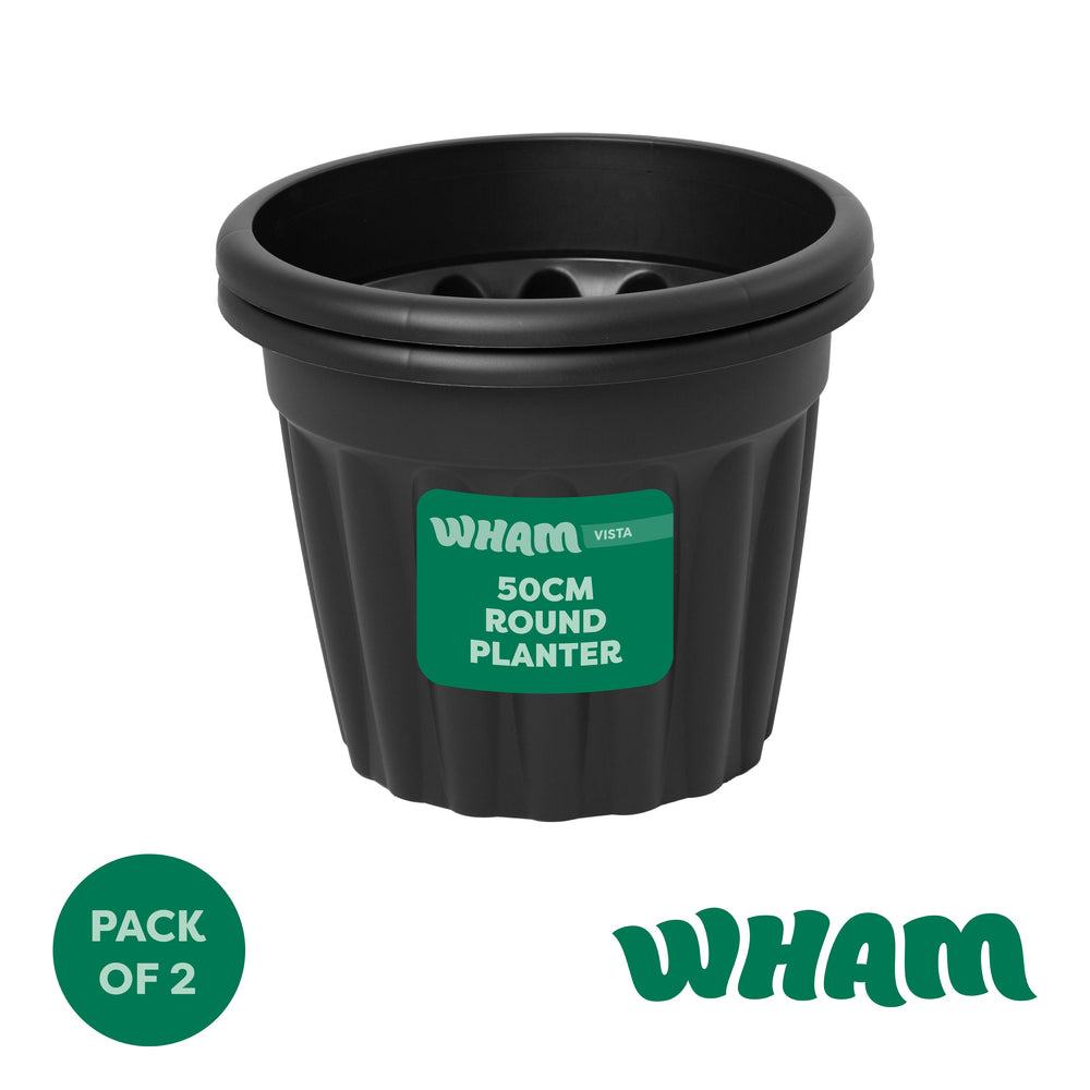 Pack of 2 x 50cm Vista Large Round Plastic Plant Pots-Wham-Plastic Box Shop