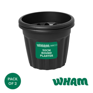Pack of 2 x 50cm Vista Large Round Plastic Plant Pots-Wham-Plastic Box Shop