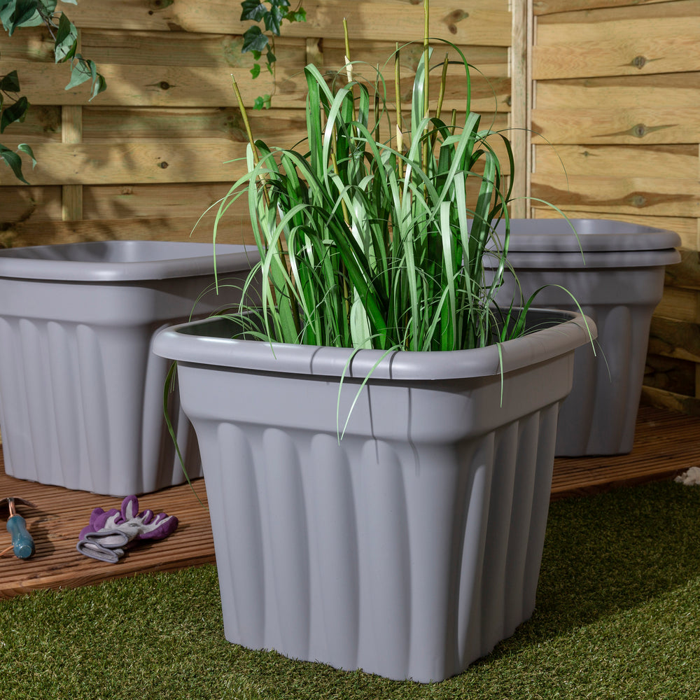 Pack of 2 x 49cm Vista Large Square Plastic Planter-Wham-Plastic Box Shop