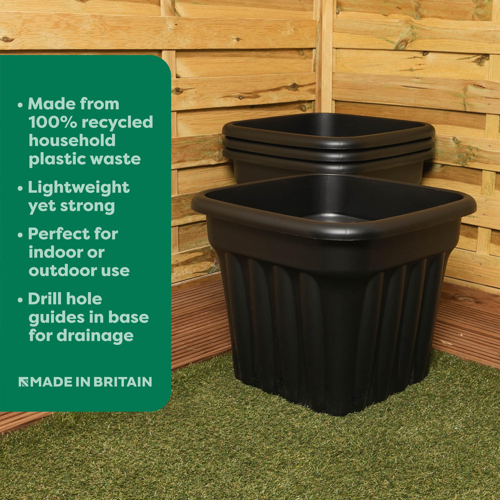 Pack of 2 x 49cm Vista Large Square Plastic Planter-Wham-Plastic Box Shop