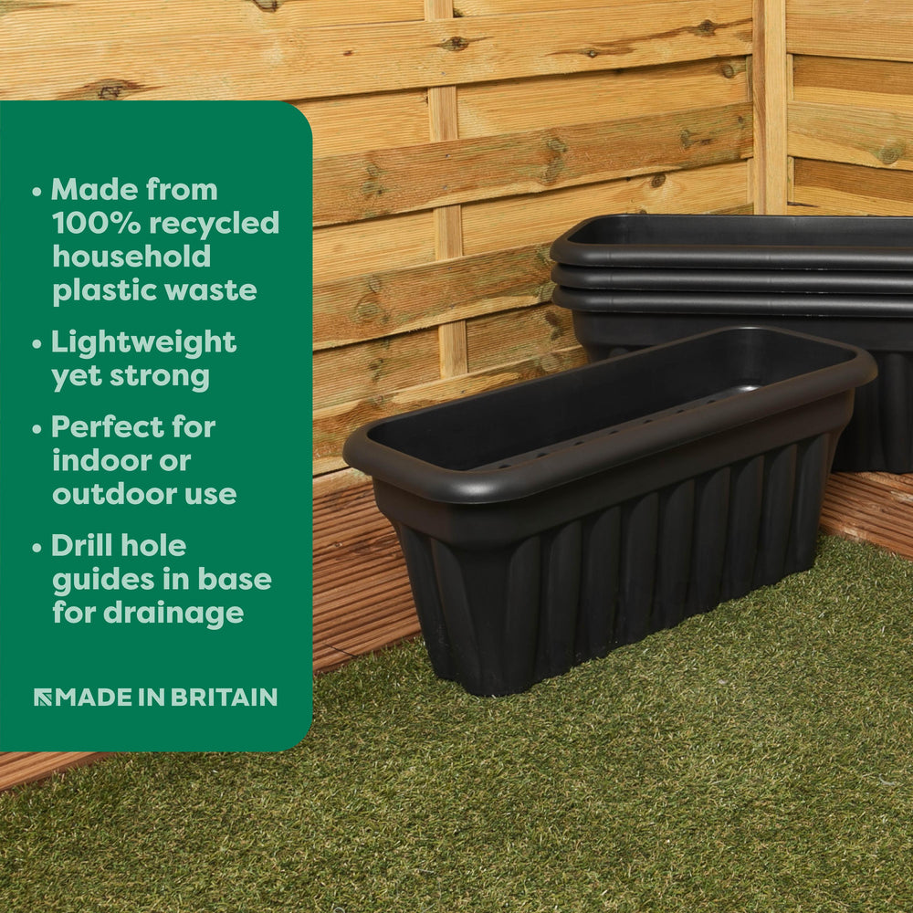 Pack of 2 x 60cm Vista Rectangular Plastic Trough Planters-Wham-Plastic Box Shop