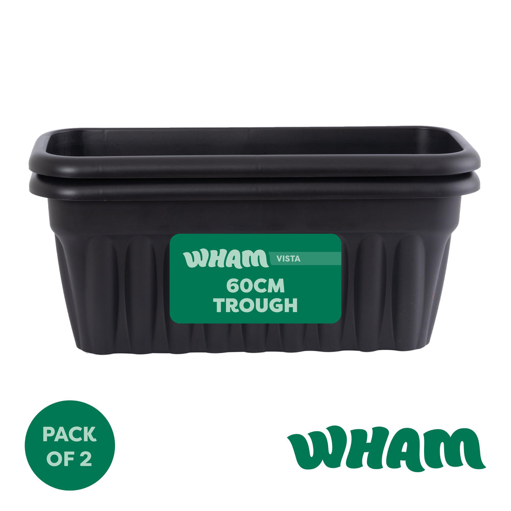 Pack of 2 x 60cm Vista Rectangular Plastic Trough Planters-Wham-Plastic Box Shop