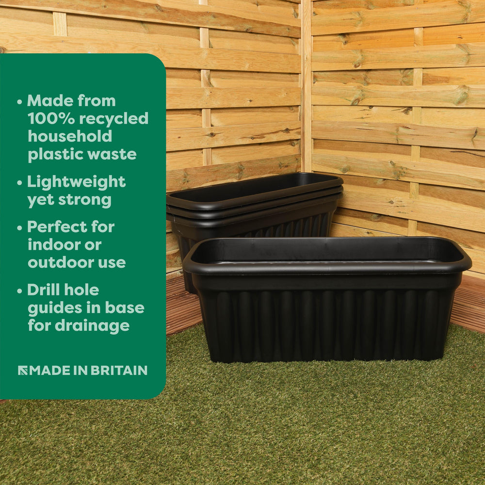Pack of 2 x 80cm Vista Extra Large Rectangular Plastic Trough Planters-Wham-Plastic Box Shop