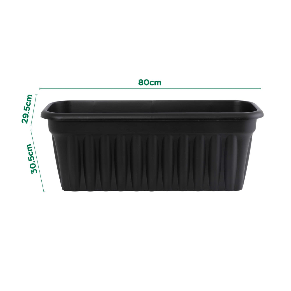 Pack of 2 x 80cm Vista Extra Large Rectangular Plastic Trough Planters-Wham-Plastic Box Shop