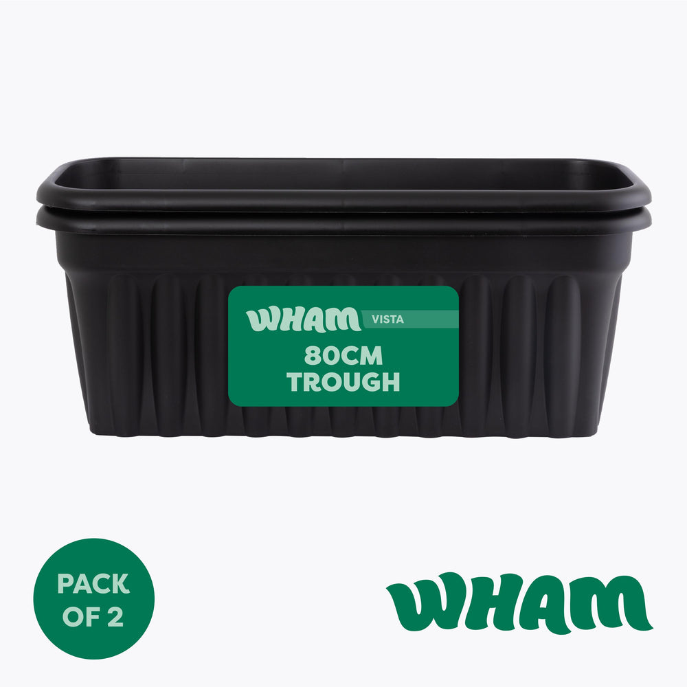 Pack of 2 x 80cm Vista Extra Large Rectangular Plastic Trough Planters-Wham-Plastic Box Shop