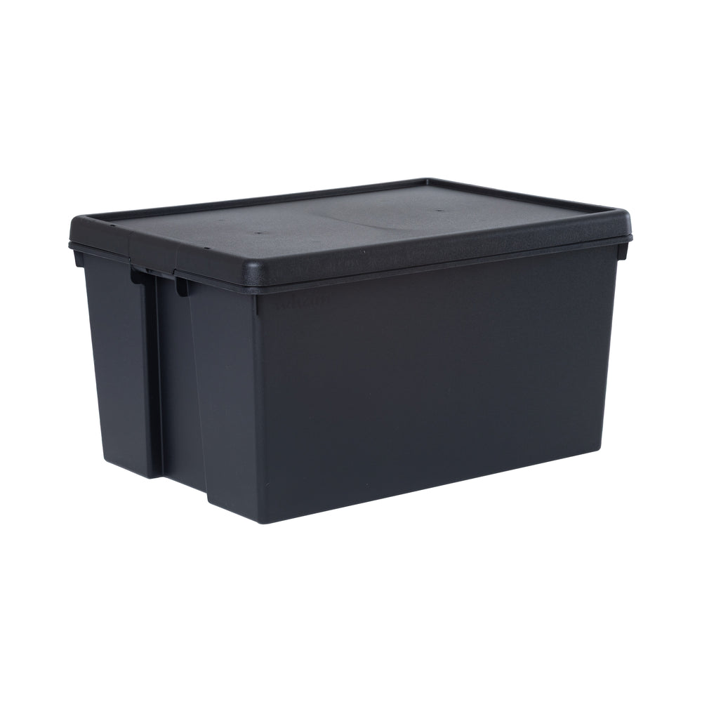 Wham Bam 96 Litre Heavy Duty Recycled Plastic Storage Box with Lid - Black-Wham-Plastic Box Shop