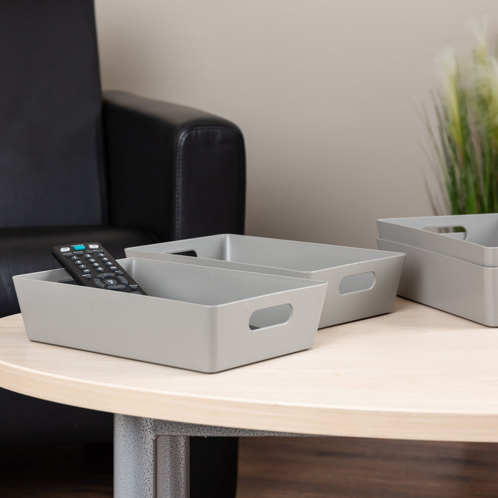 2 Litre Textured Grey Plastic Storage Basket – Wham Studio-Wham-Plastic Box Shop