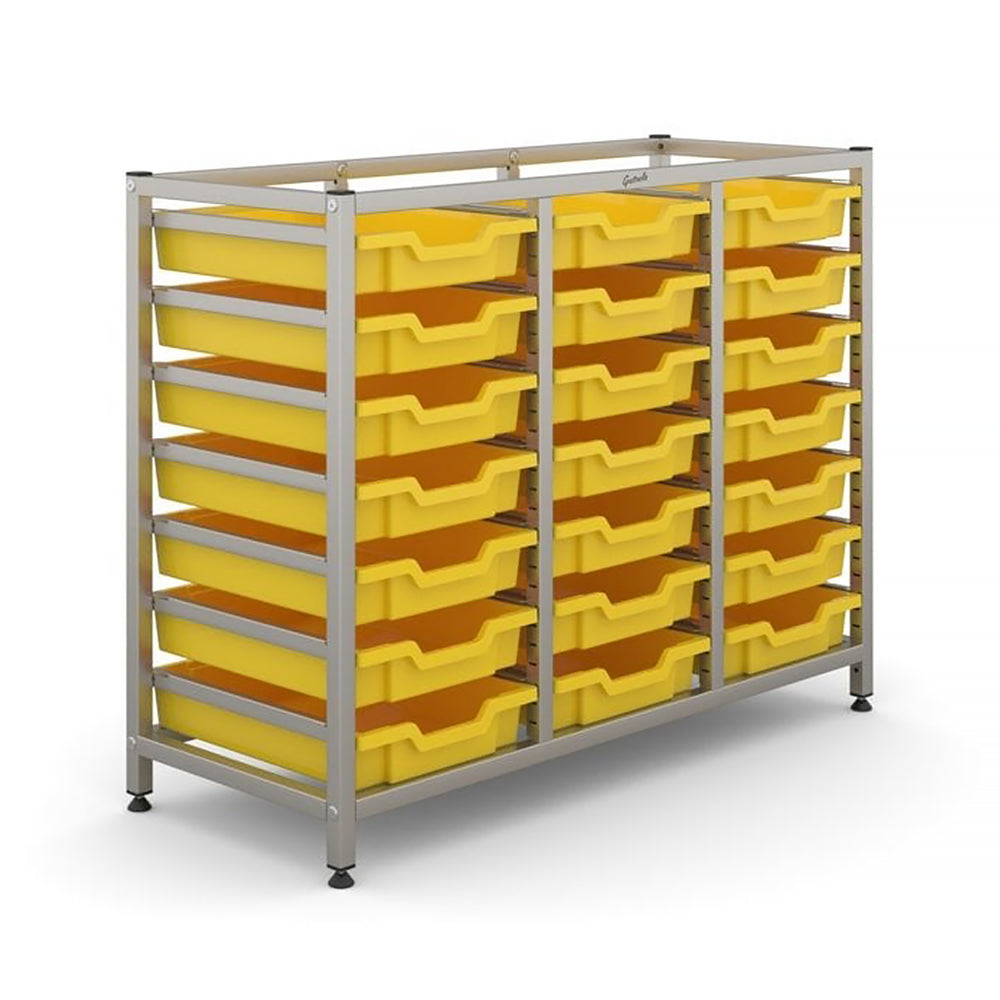Science Bench Height Treble Frame with 21 Shallow Trays-Gratnells-Plastic Box Shop