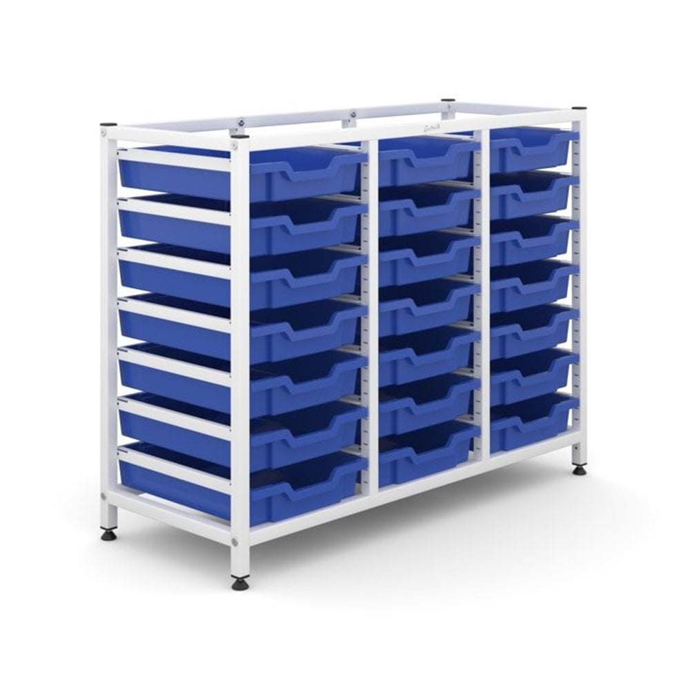 Science Bench Height Treble Frame with 21 Shallow Trays-Gratnells-Plastic Box Shop