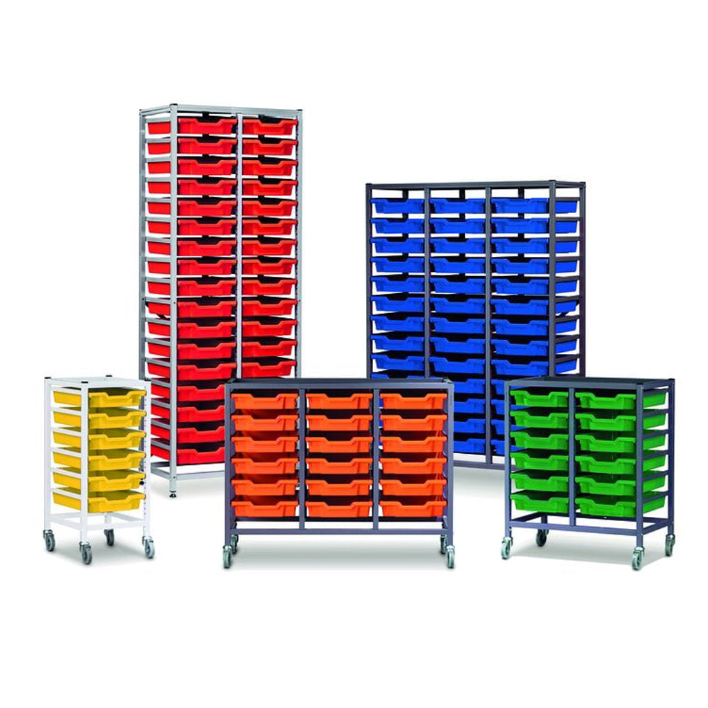Science Bench Height Treble Frame with 21 Shallow Trays-Gratnells-Plastic Box Shop